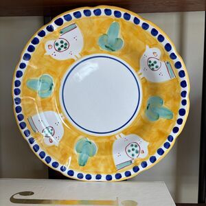 Vietri Solimene Campagna Yellow Blue Chicken 9 1/2"  Pasta, Salad or Soup Bowl